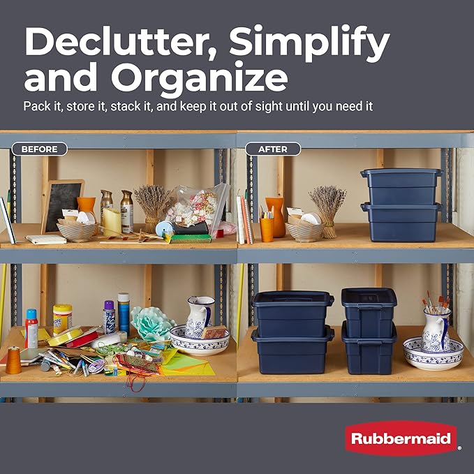 Rubbermaid Roughneck Tote 3 Gal, 6 Pack, Made in USA, Dark Indigo Metallic - Image 6