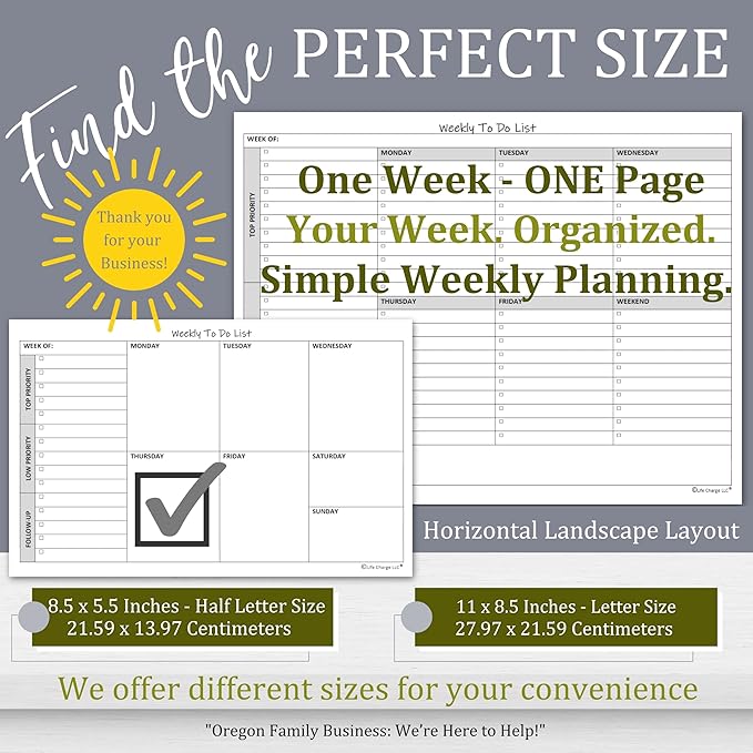 Weekly TO DO List Notepads Task Pad Planner w/Daily Checklist, Priority ToDo & - Image 3