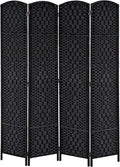 HOMCOM Room Divider, 4 Panel Folding Privacy Screen, 6FT Tall Portable Wicker by HOMCOM