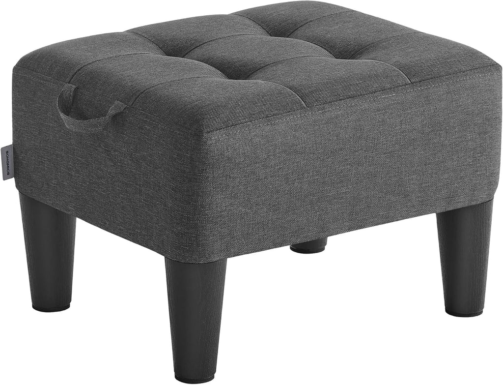 songmics foot stool, small linen-look fabric ottoman with, main product view