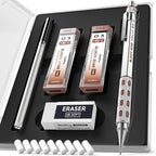 Nicpro Blocky Gear 0.3 mm Mechanical Pencils Set in Case, Metal Pencil by Nicpro