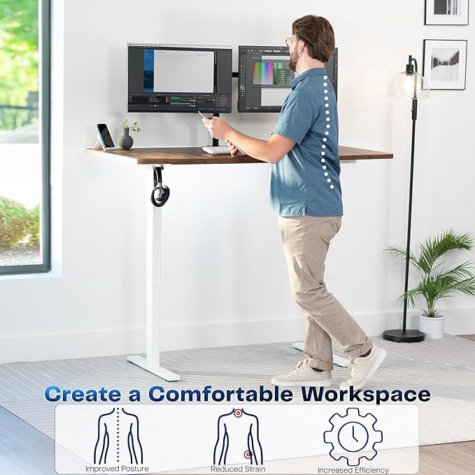 VIVO Electric 60 x 30 in Rustic Standing Desk, Memory Height Adjustment - Image 4