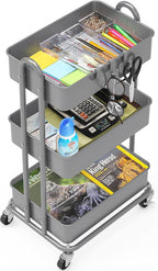 Simple Houseware 3-Tier Heavy Duty Metal Utility Rolling Cart - Image 3