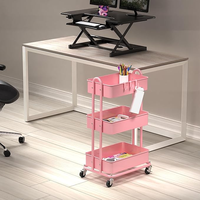 Simple Houseware 3-Tier Heavy Duty Metal Utility Rolling Cart - Image 2