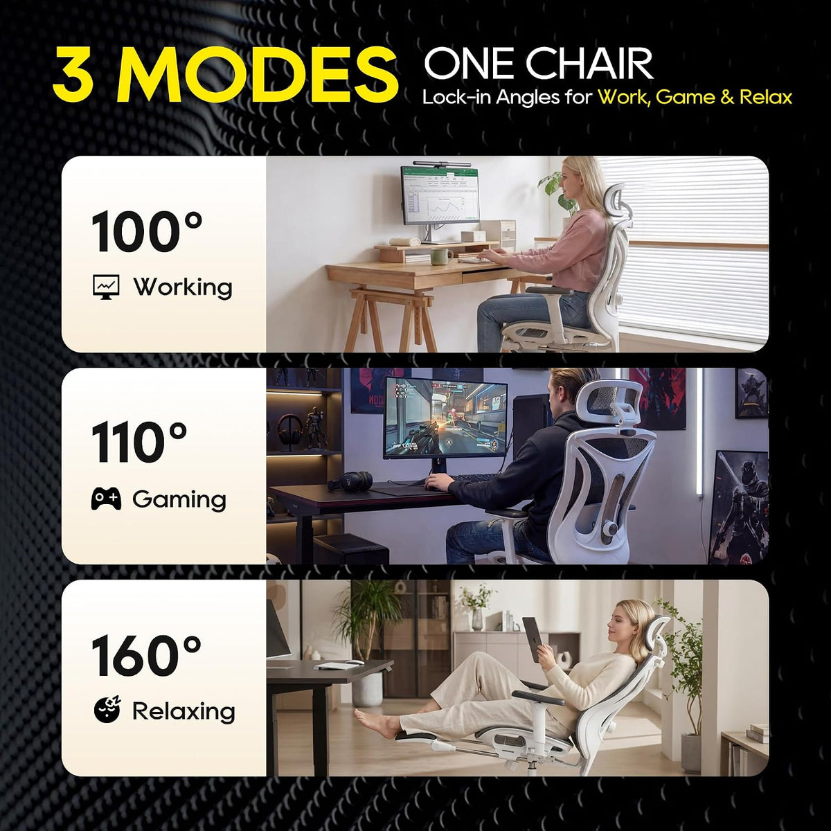 CYKOV Ergonomic Office Chair with Footrest - Adjustable Lumbar Support & ...
