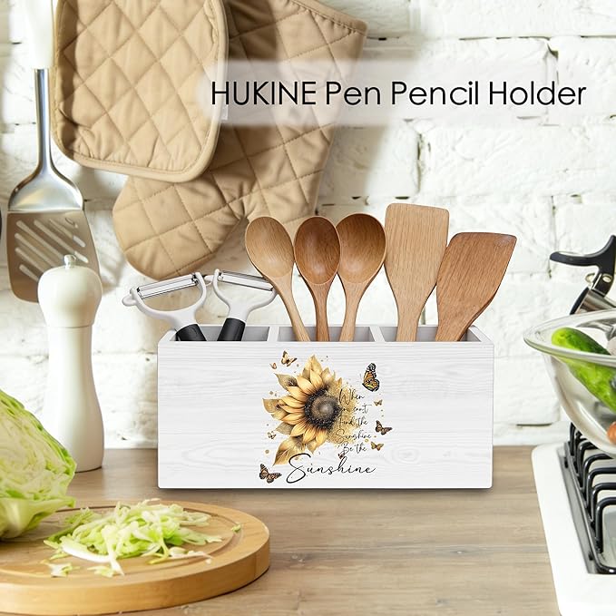 HUKINE Sunflower Inspirational Quotes Pen Holder - Image 4