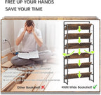 4NM No Assembly Extra Wide 6 Tiers Folding Bookshelf Storage Shelves Vintage - Image 7