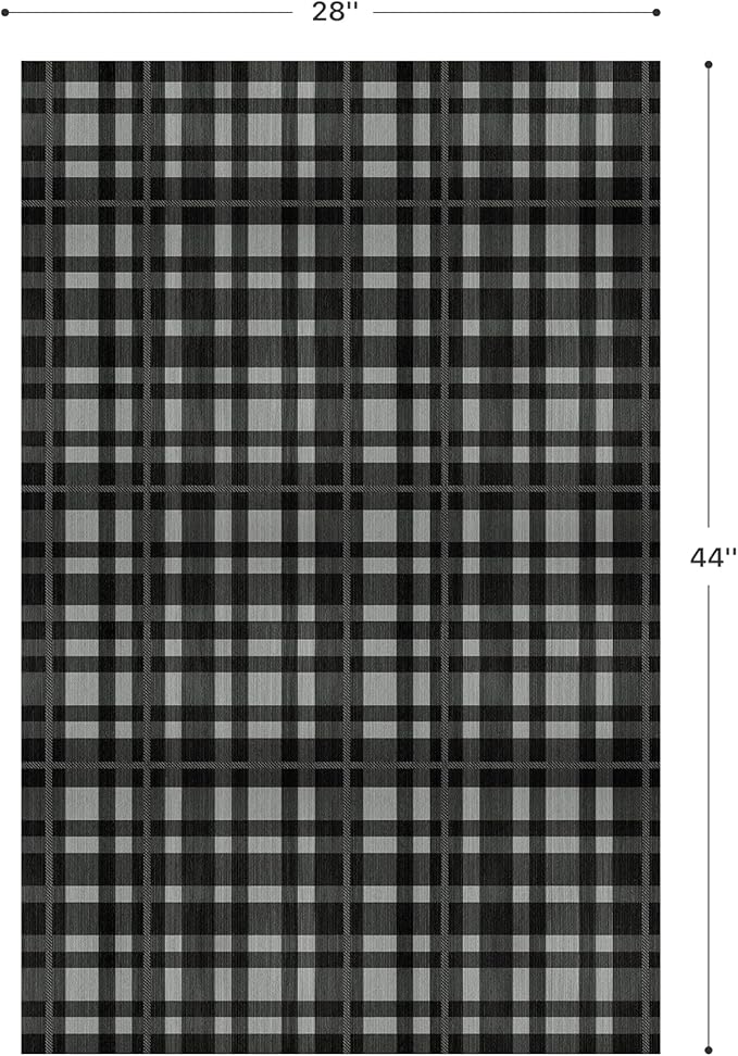 GENIMO Checkered Rug 27.5x44 inches Black and White Fine Plaid Outdoor Rug - Image 2