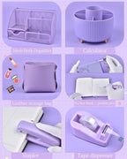 purple desk accessories and organizers with desk organizer, close-up detail