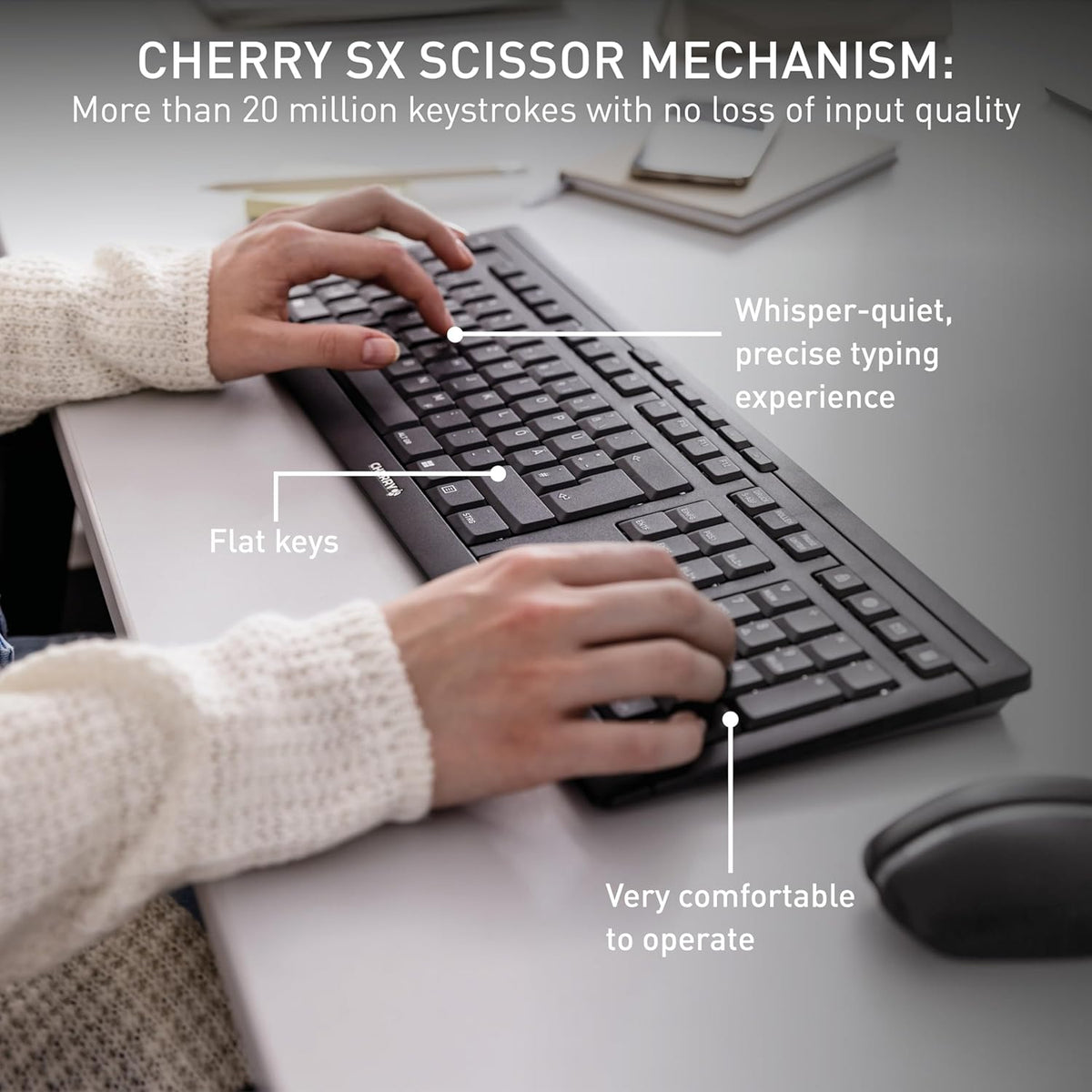 CHERRY Stream Desktop, Wireless Keyboard & Mouse Combo, 2.4 GHz Connectio...