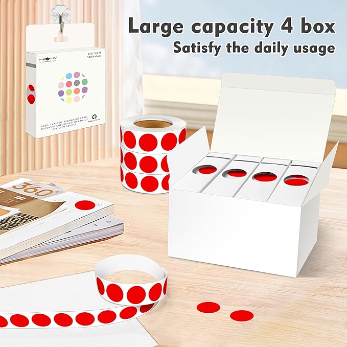 PARLAIM 3/4 Inch Roll Color Coding Labels, 4000 per/4 Rolls Round Adhesive - Image 7