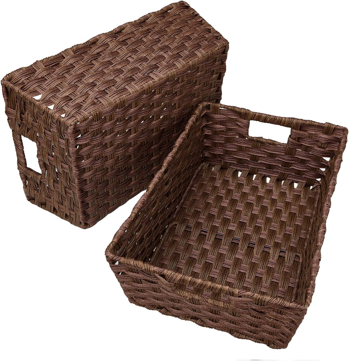 Onlytak Large Wicker Storage Basket, Metal Frame, Set of 2, Washable Waterpro...