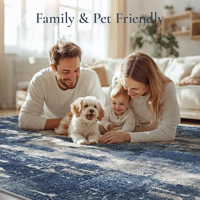 GENIMO 8x10 Area Rugs for Living Room, Machine Washable Non Slip Rugs, Low Pile - Image 7