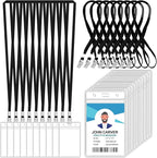 100 Pcs Clear Vertical Badge Id Card and 100 Pcs Lanyard, Reusable Lanyards by Orcielo