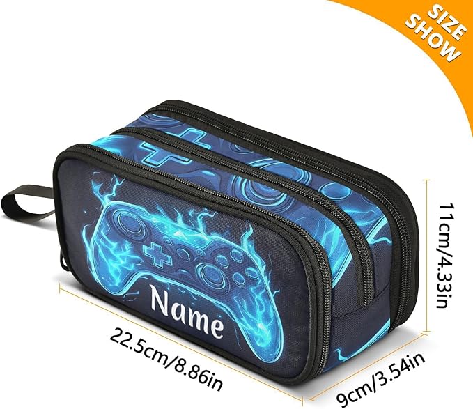 BOENLE Custom Joystick Gamepad Blue Flame Pencil Case Box Boys Girls - Image 4