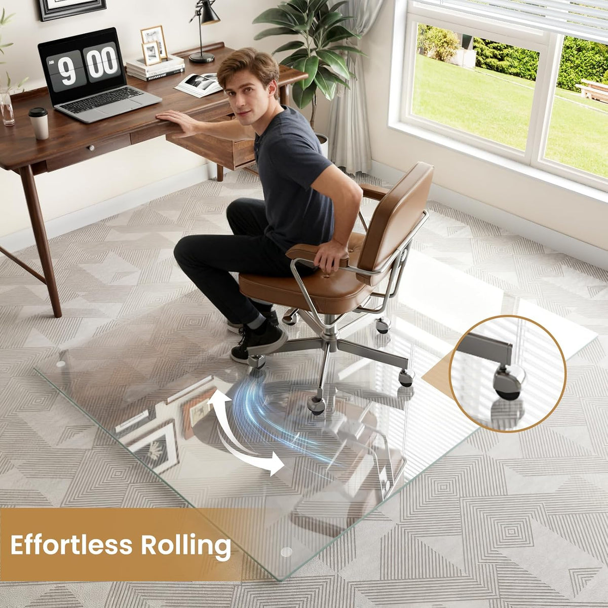 36"x46" Tempered Glass Chair mat for Carpet