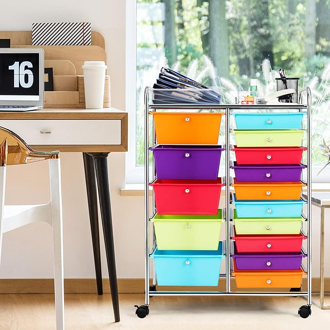 GOFLAME 15-Drawer Rolling Storage Cart, Craft Storage Cart - Image 2