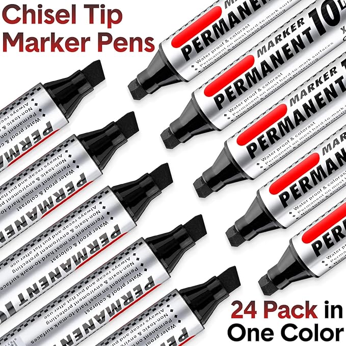 Thenshop 24 Pack Jumbo Permanent Markers Bulk: Large Chisel Tip Permanent - Image 4