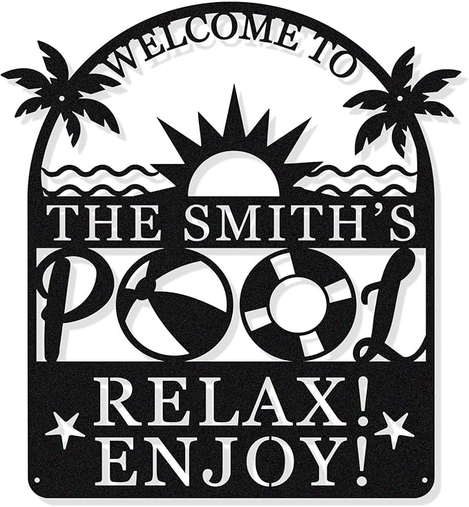 Personalized Pool Sign, Pool Gift, Custom Pool Decor, Custom Metal Pool Sign by HYTSIGN