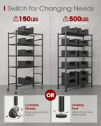 sakugi 5-tier storage shelves 33.1" x12.6" x73.5" black, side view