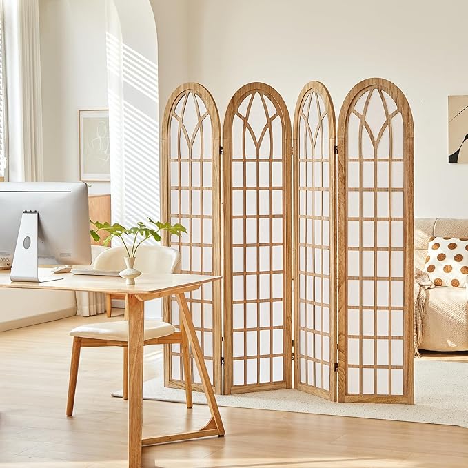 Asnefeli 4 Panel Japanese Room Divider, Shoji Style Partition Divider, Fully - Image 6
