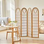 Asnefeli 4 Panel Japanese Room Divider, Shoji Style Partition Divider, Fully - Image 6