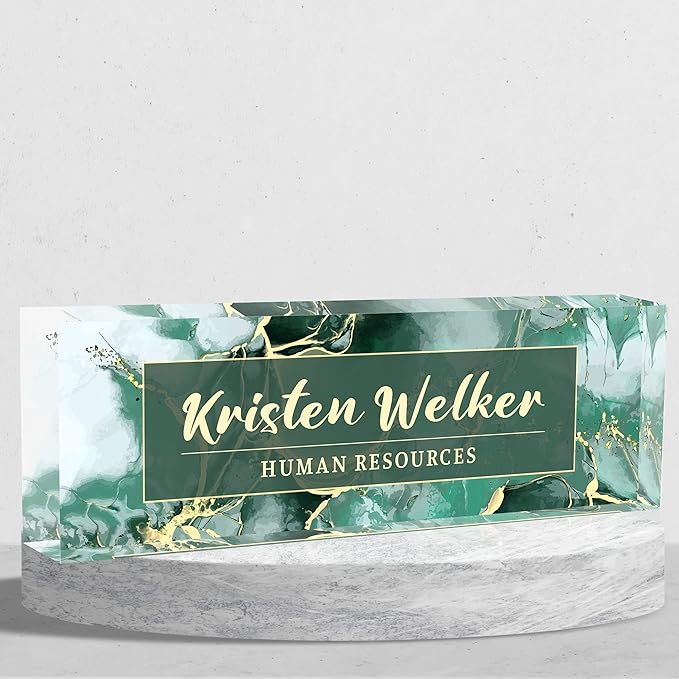 Personalized Name Plate for Desk Custom Acrylic Desk Name Plate Custom Employee by AZUFEMOS