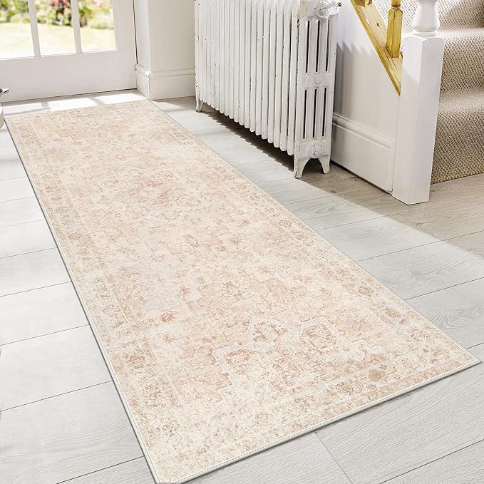 GENIMO Runner Rug 2'6"x6 Machine Washable Non Slip Vintage Hallway Runner Rug by GENIMO