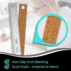 NOKKO 18 Inch Metal Ruler with Cork Backing, Non-Slip Backing - Image 4