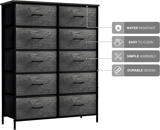 Sorbus Dresser with 10 Faux Wood Drawers - Image 4