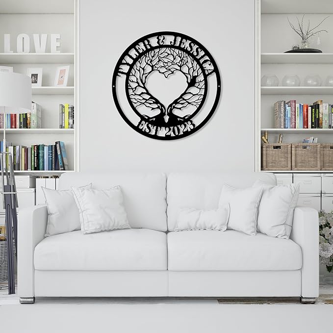 Personalized Valentines Day Metal Wall Sign, Custom Infinity Heart Love Couple - Image 5