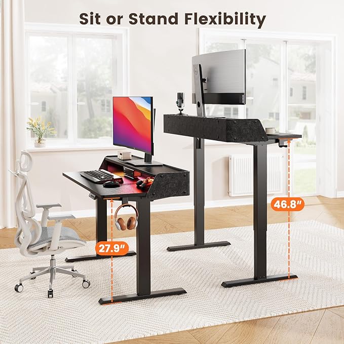 ErGear Standing Desk with LED Strip, 55″ x 28″ Electric Height Adjustable RGB - Image 3