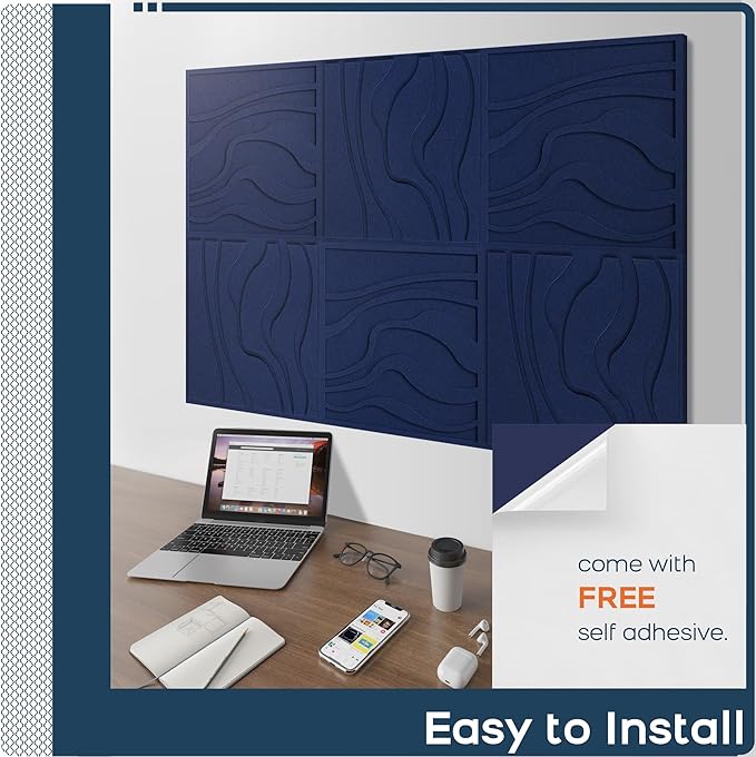 BUBOS Large Acoustic Panels, Self-Adhesive Sound Absorbing Panels Decorative - Image 8
