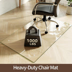 Koonmi Tempered Glass Chair Mat 50"x30" - Premium Office Chair Mat for Hardwood Floors & Low-Pile Carpet with 4 Non-Slip Pads - Thick Scratch-Resistant Surface
