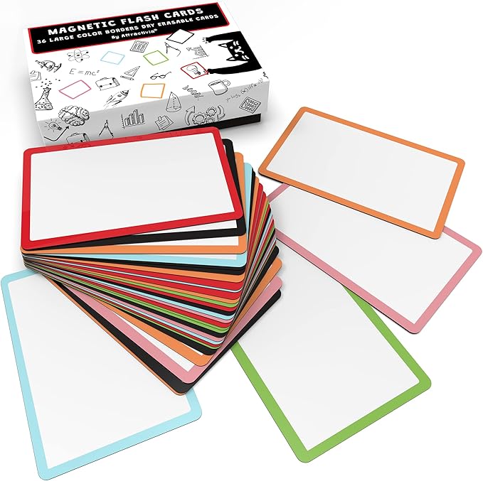 Attractivia Dry Erase Magnetic Labels 5.6 x 3.7 in, Color Borders, Large Dry by Attractivia