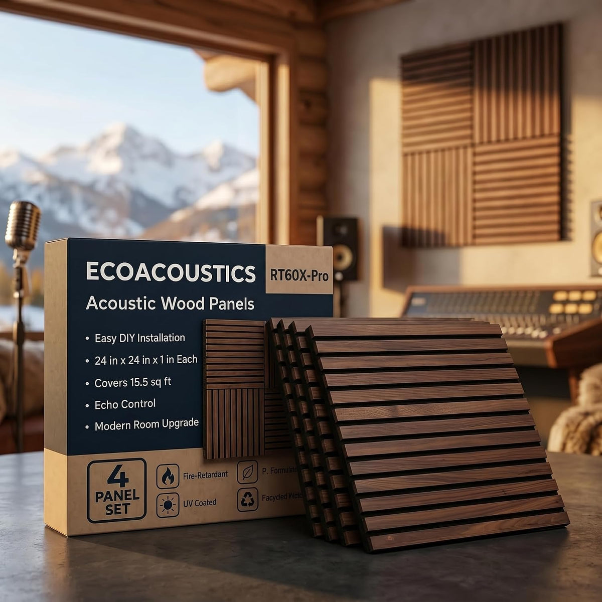 heavy-duty soundproof wood wall panels echo control 24x24x1, main product view