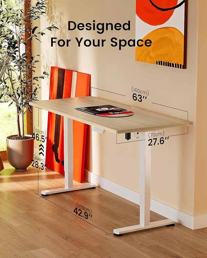 Ergear Height Adjustable Electric Standing Desk, 63x 28 Inches Sit Stand up Desk - Image 10