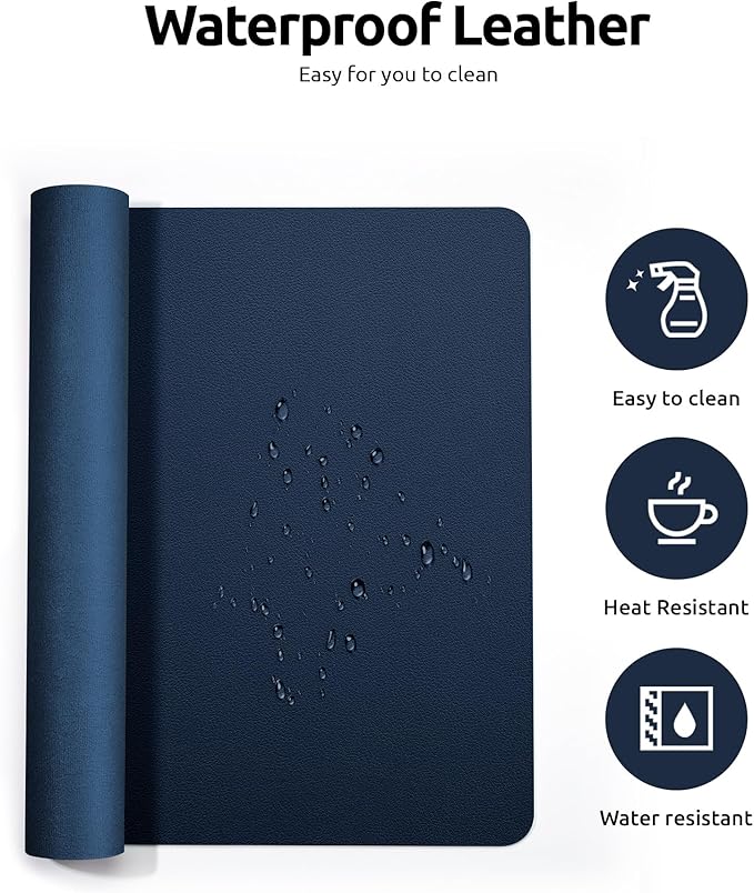 YSAGi Leather Desk Protector, Office Mat, Large Mouse Mat, Non-Slip PU Leather - Image 4