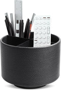 Hennaja Round Leather Art Supply Organizer, Remote Control Holder, 360 Degree by Hennaja