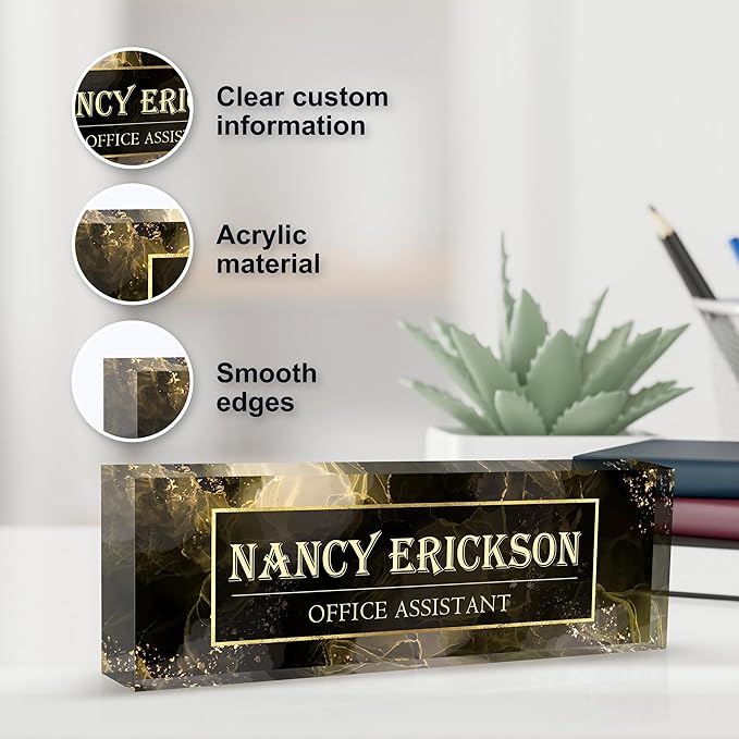 Personalized Name Plate for Desk, Custom Desk Name Plate, Acrylic Name Plate - Image 3