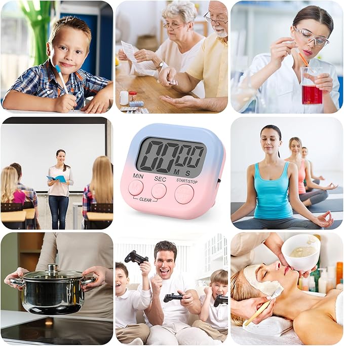 Weewooday 12 Pcs Digital Kitchen Magnetic Timer Bulk Classroom Count up - Image 6
