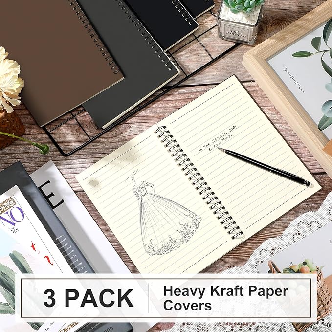 Yahenda 3 Pcs Spiral Notebook Bulk A5 Journal Lined 8.3'' x 5.5'' Writing - Image 3