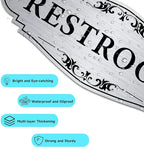 Restroom Sign Sticker for Business & Home, Self-Adhesive Brushed Silver Elegant - Image 3