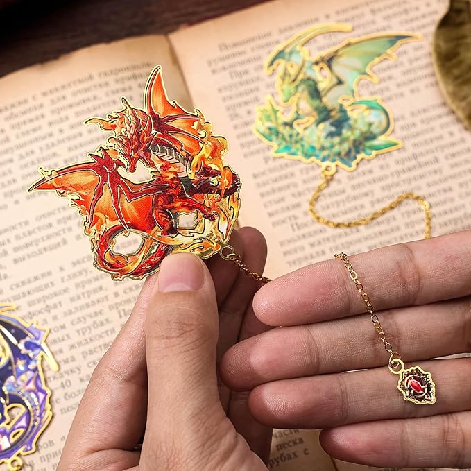Fantasy Fourth Wings Dragon Bookmarks -4 Designs: Fire Red, Ice Blue, Thunder - Image 6