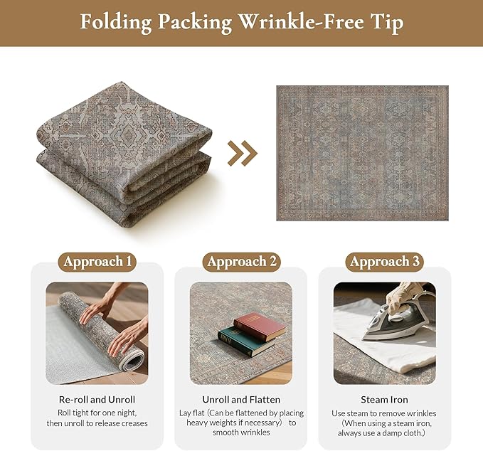 GENIMO 6x9 Area Rugs for Living Room, Machine Washable Non Slip Vintage Rugs - Image 9