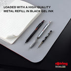 Rotring 600 Gel Pen | 0.55 mm | Black Ink | Silver Metal Body Pen | Non-Slip - Image 5