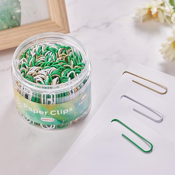 NEEWAY 200pcs Large Green Paper Clips, 2 Inch Jumbo Paper Clip, Ceative Colored - Image 5