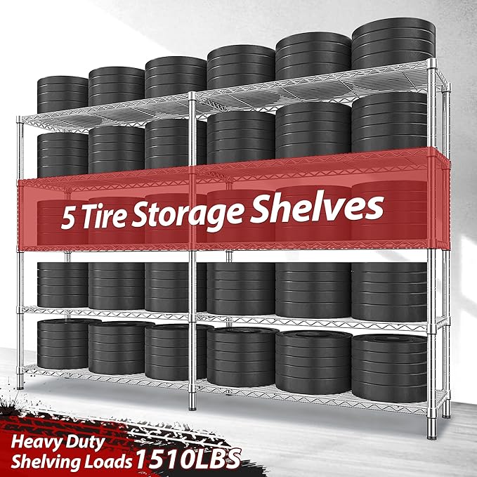 REIBII 69.8" W Storage Shelves 1510LBS Wire Shelving Unit 5 Tier Metal Shelving - Image 4
