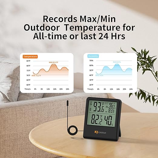 Digital Indoor Outdoor Thermometer Wired, Indoor Outdoor Temperature Monitor - Image 4