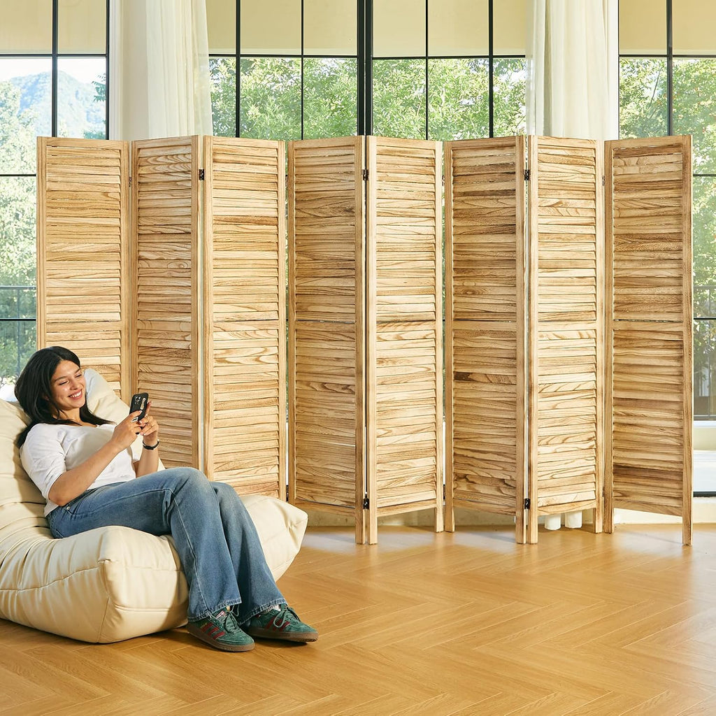 Room Dividers and Folding Privacy Screens, Wood Louvered Separators Divider Wall